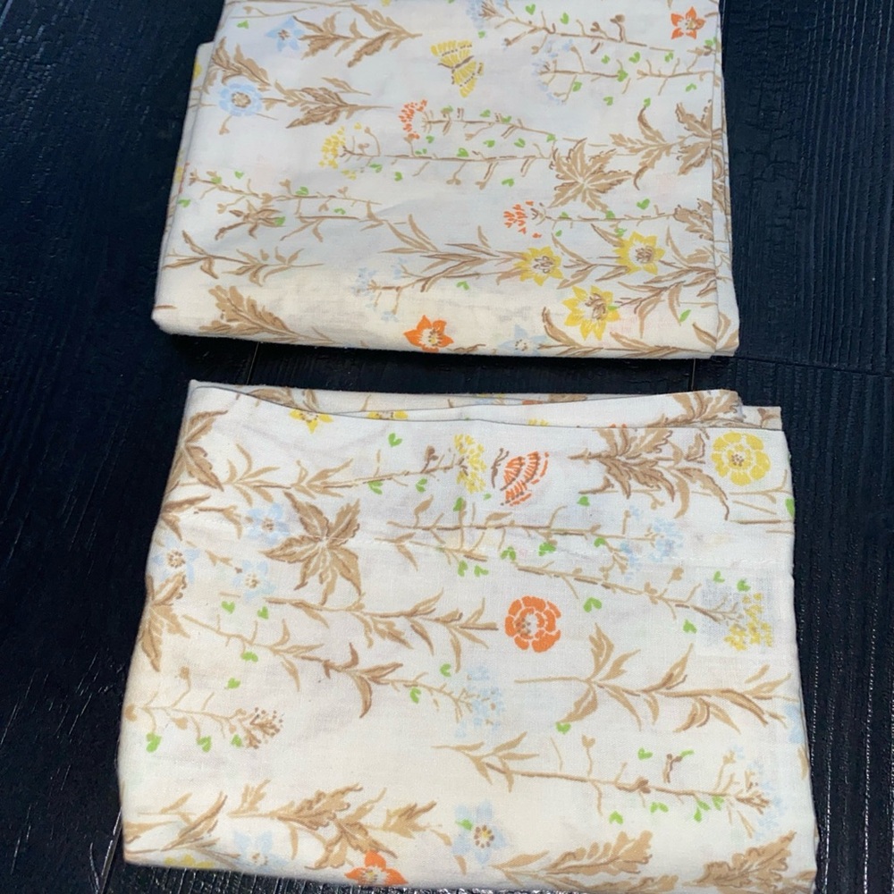 Vintage Perma Press Muslin Standard Pillowcase Set‎ (2) Floral USA Made Sears